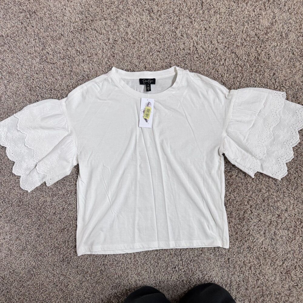 NWT jessica simpson junior size XS top shirt women cream extra small